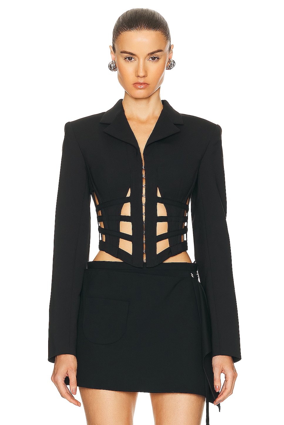 Image 1 of Dion Lee Cage Corset Blazer Top in Black