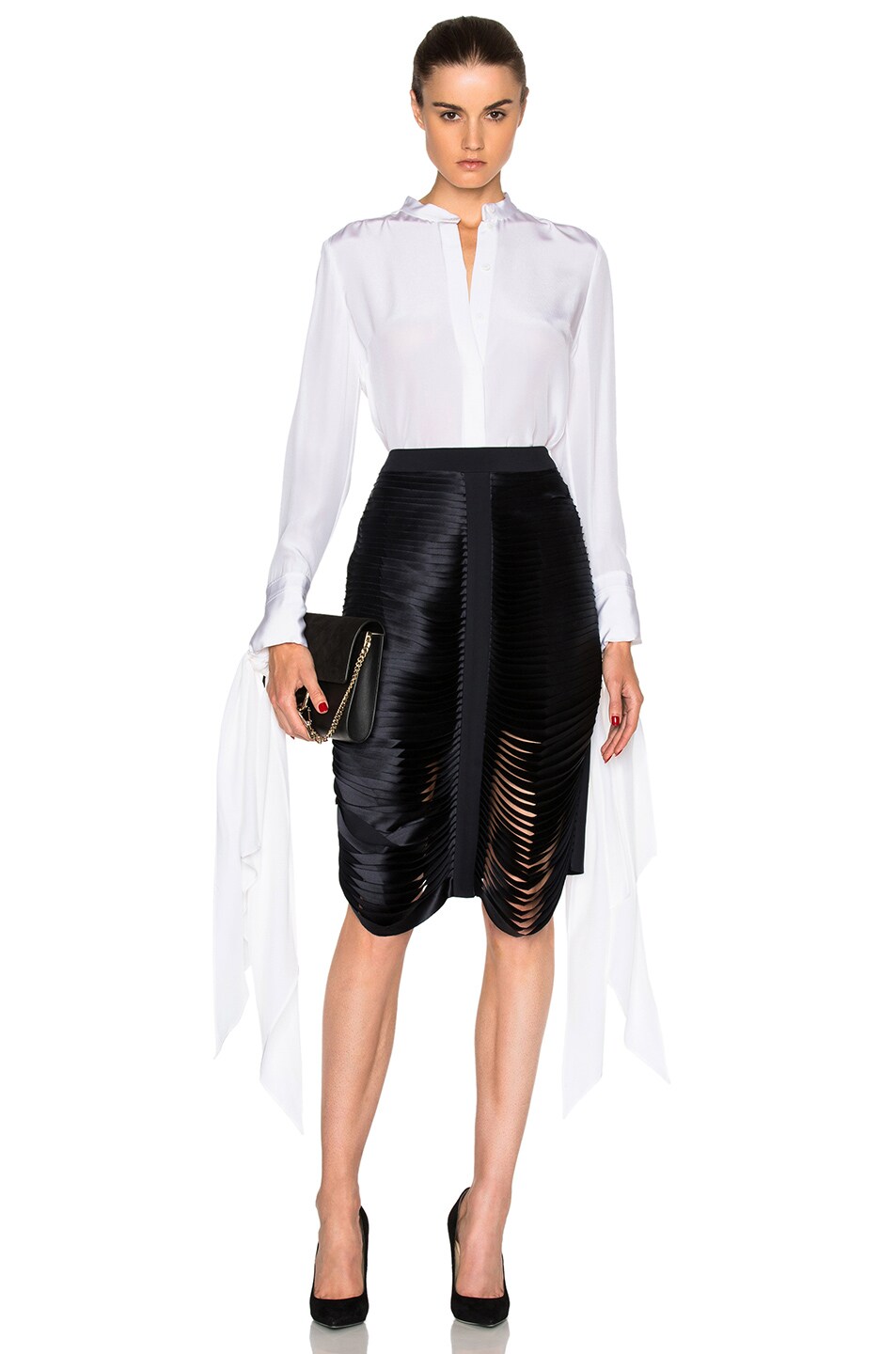 Image 1 of Dion Lee Silk CDC Cuff Tie Blouse in Ivory