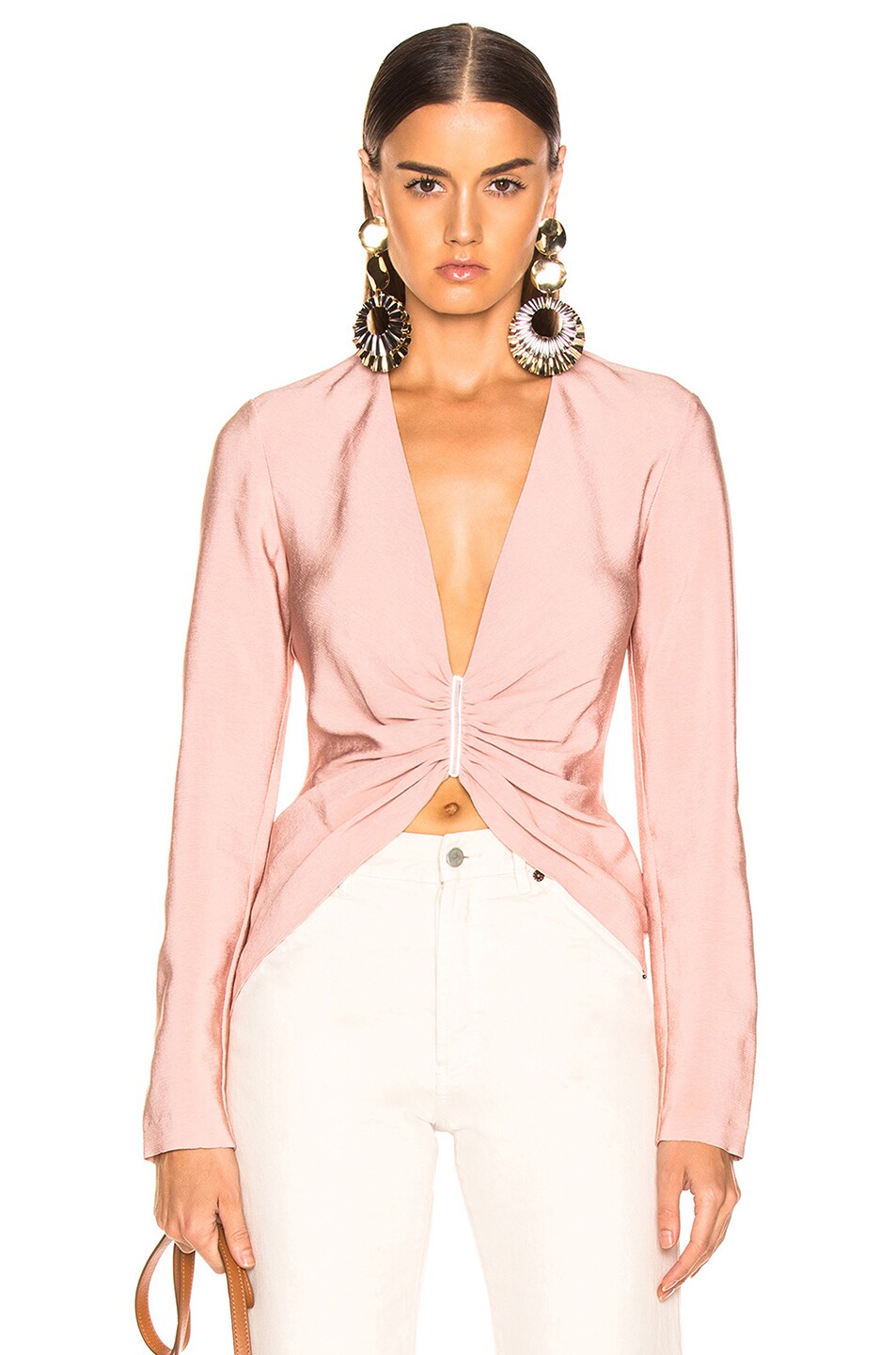 Image 1 of Dion Lee Cinched Plisse Long Sleeve Top in Blush
