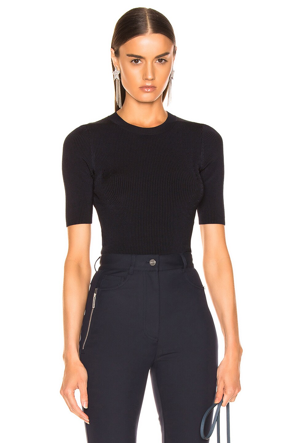 Image 1 of Dion Lee Shadow Cropped Tee in Navy