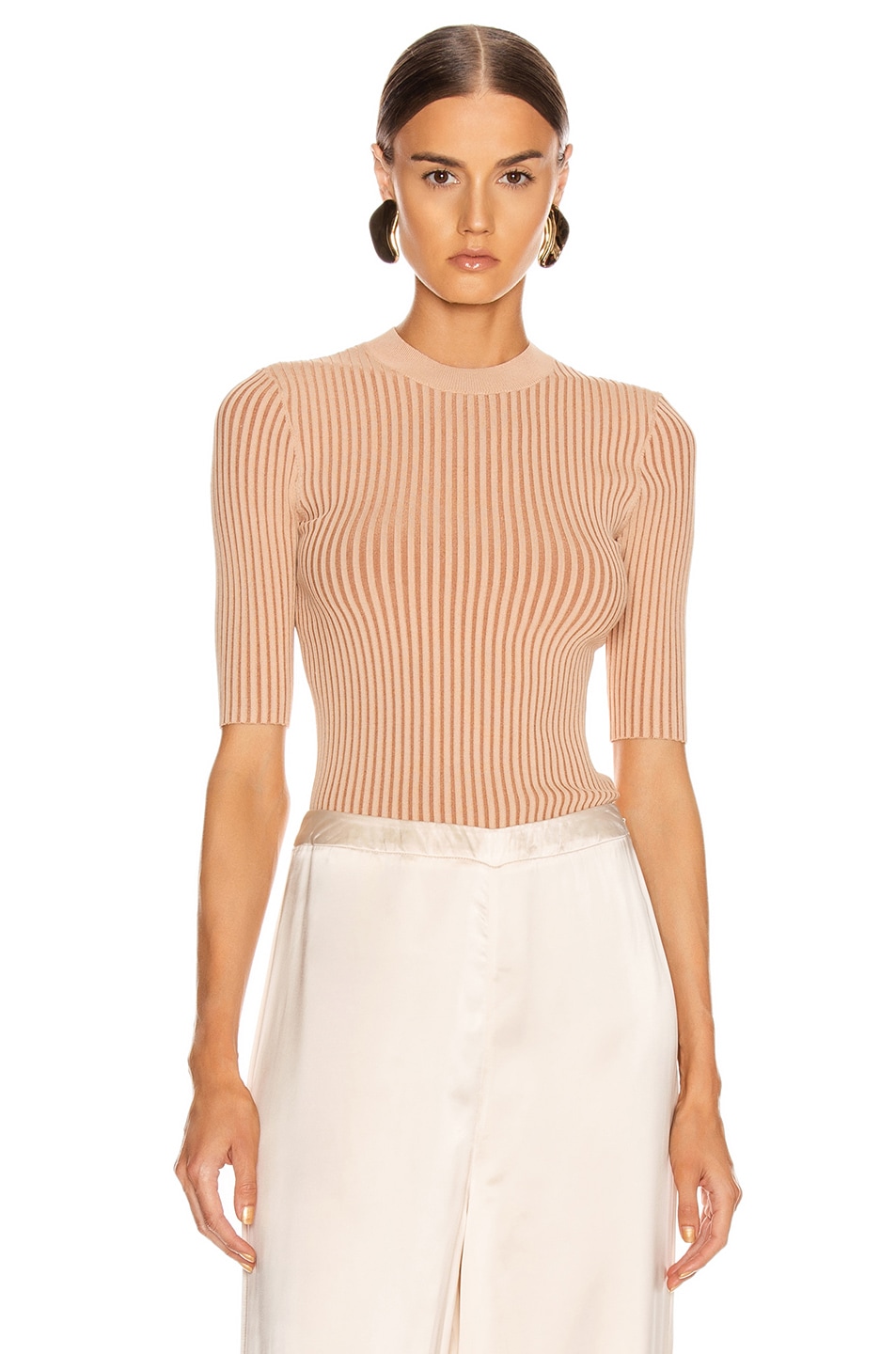 Image 1 of Dion Lee Stripe Rib Tee in Copper