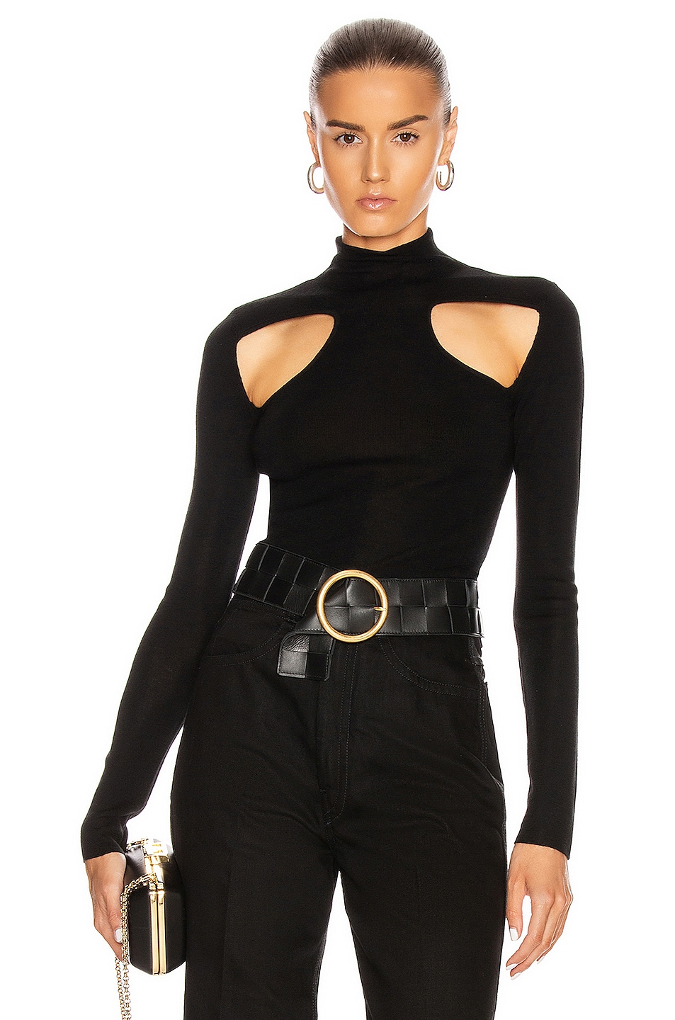 Image 1 of Dion Lee Merino Cut Out Skivvy Top in Black