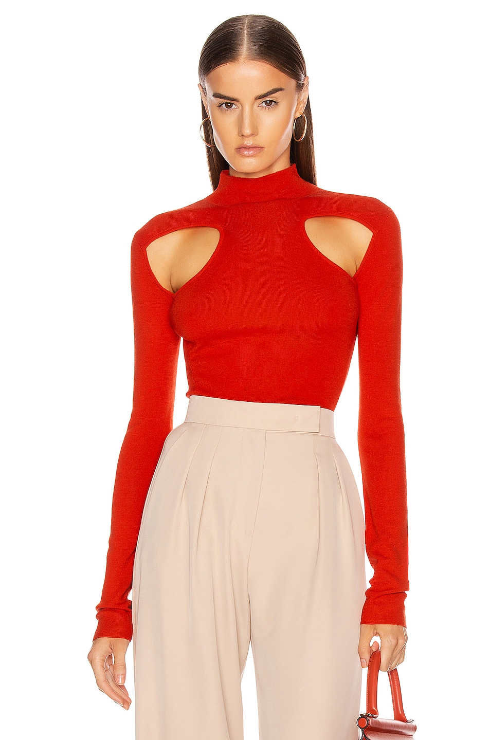 Image 1 of Dion Lee Merino Cut Out Skivvy Top in Poppy