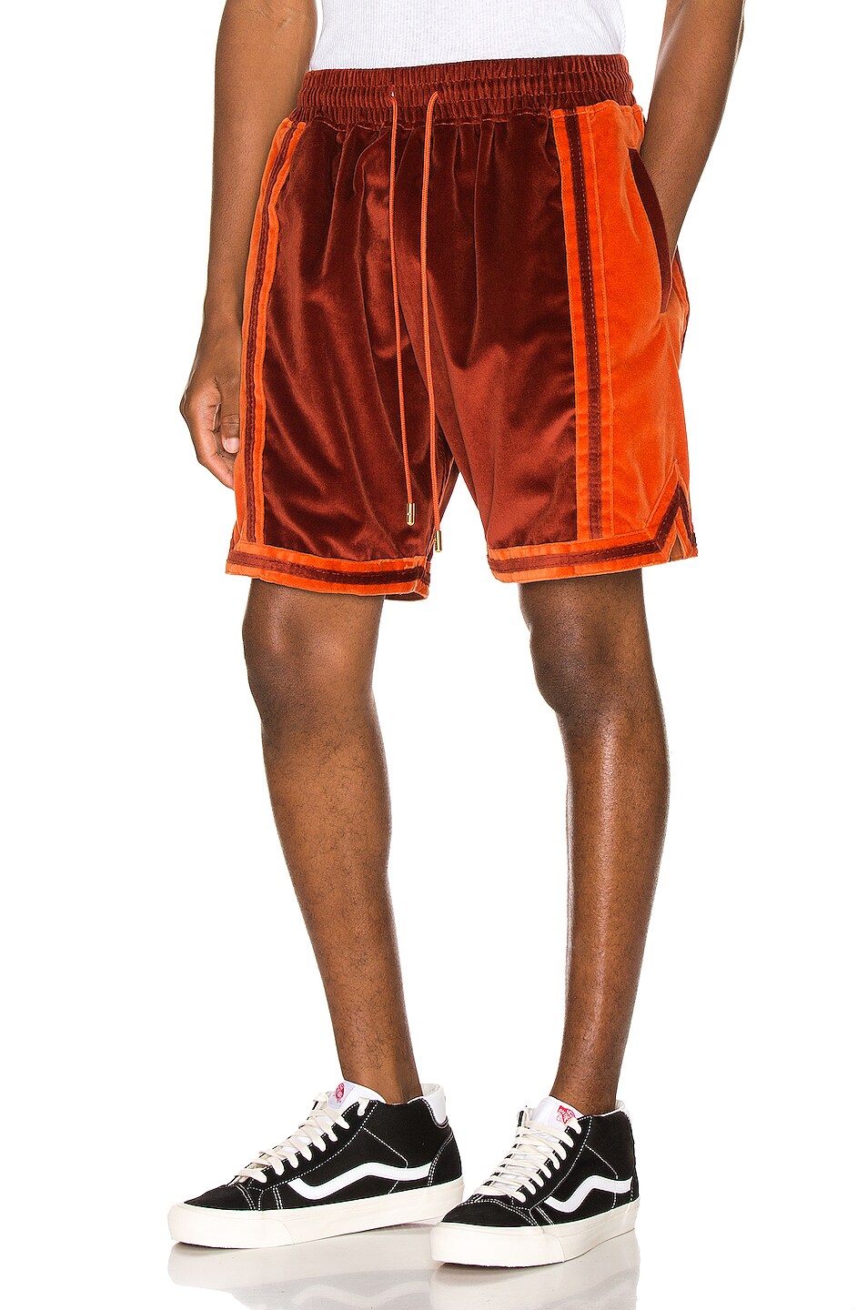 Image 1 of Just Don Velvet Basketball Short in Red