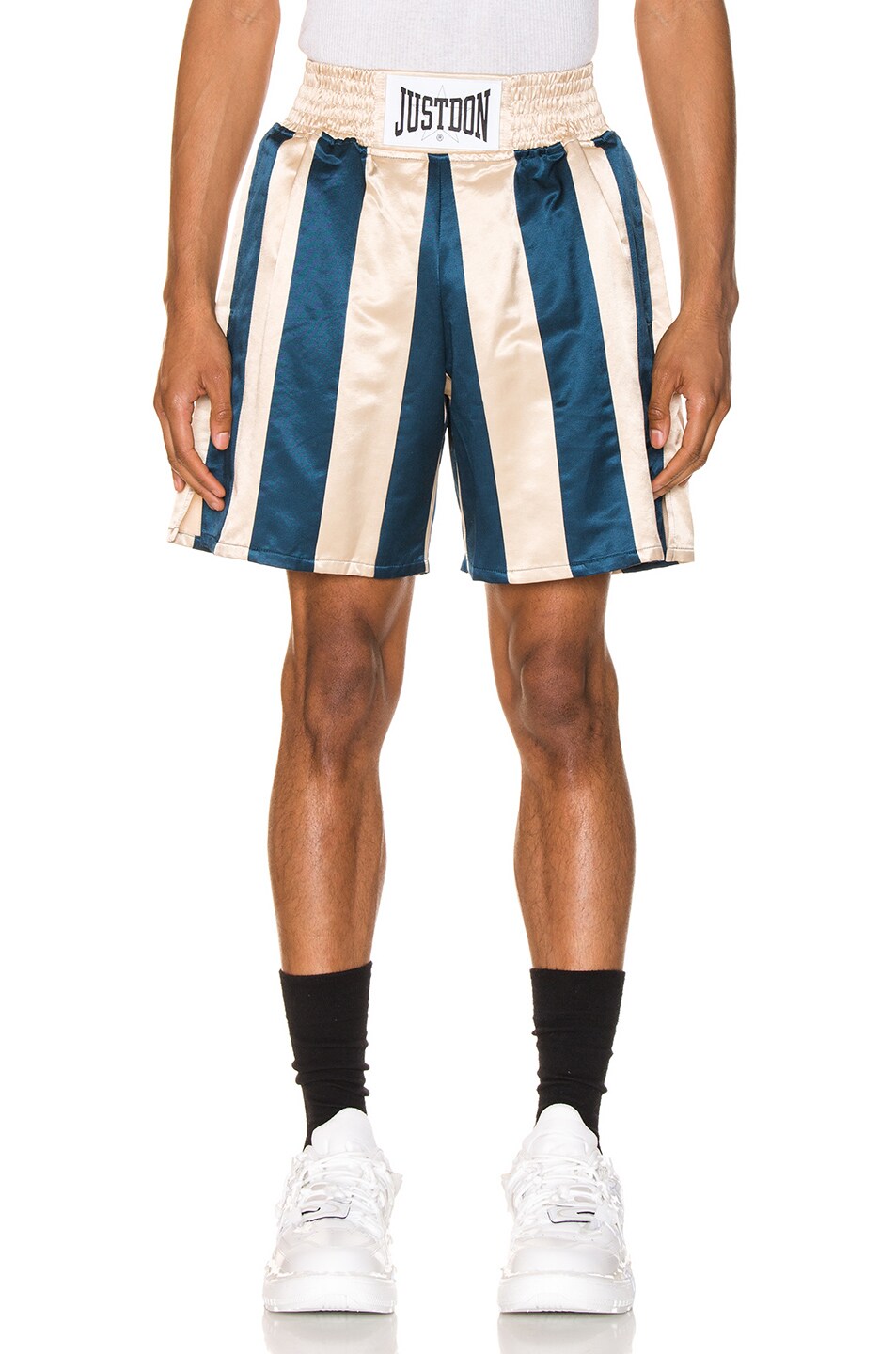 Image 1 of Just Don Team x Panelled Boxing Short in Blue & White