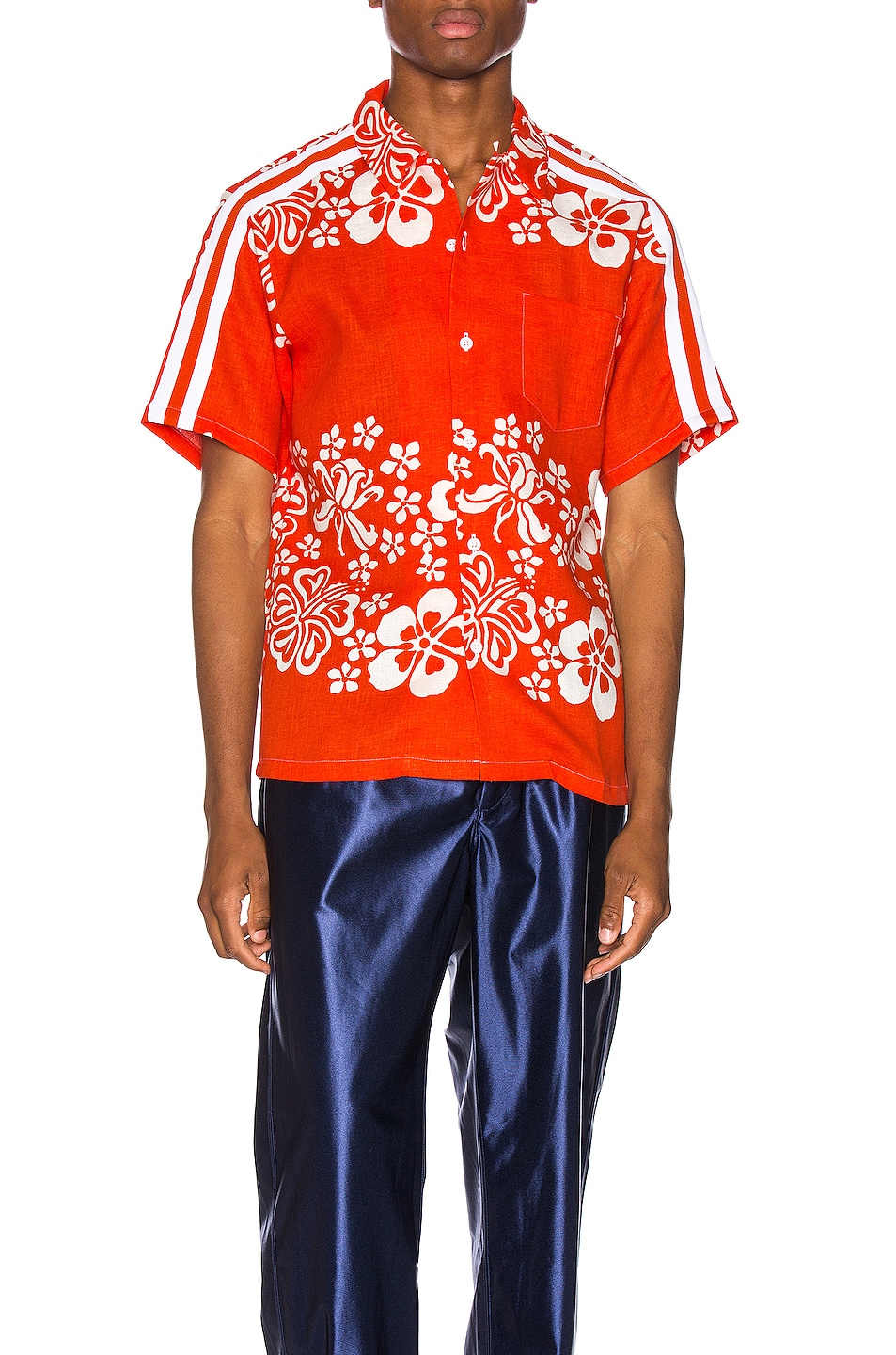Image 1 of Just Don Hawaiian Bowling Shirt in Orange