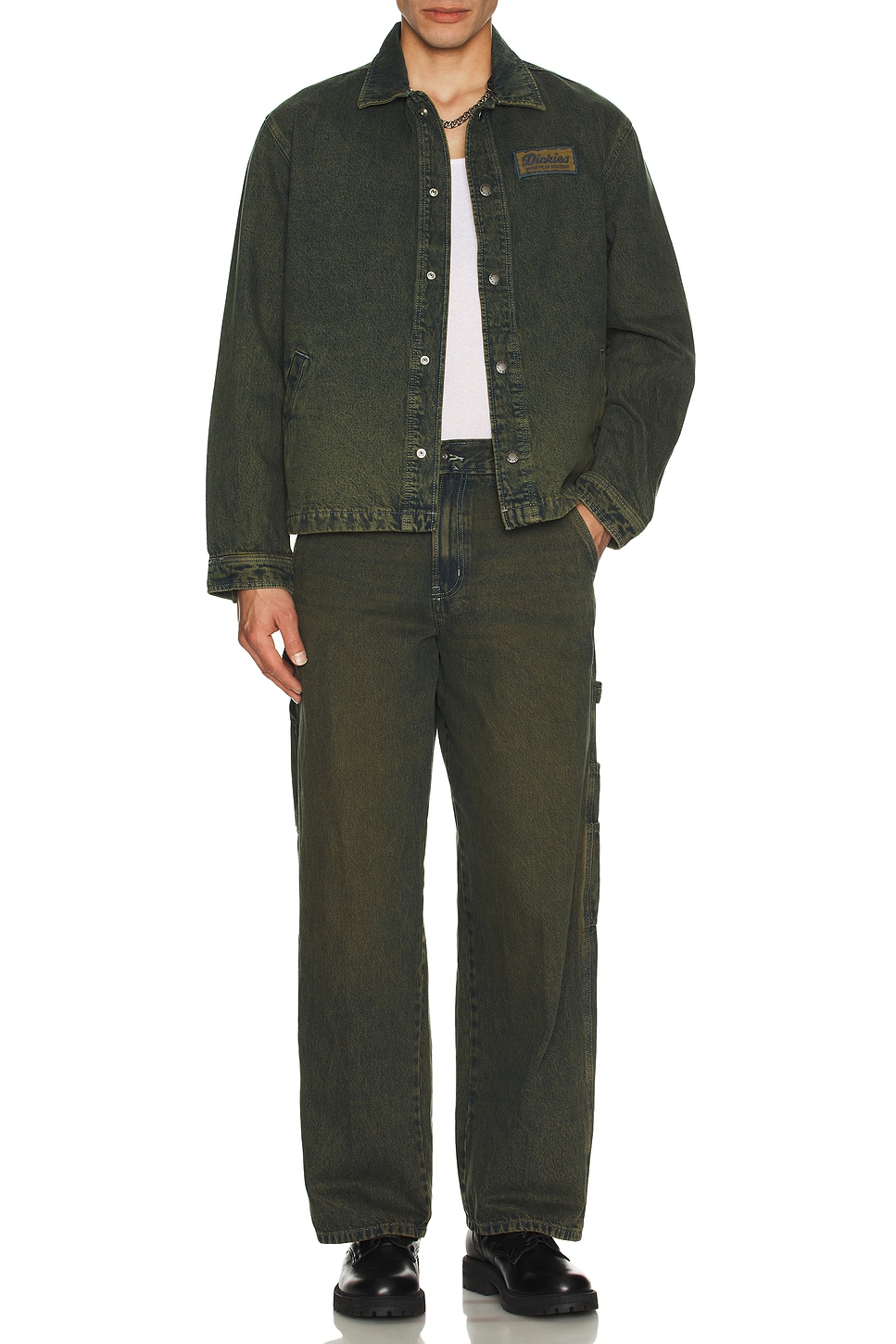 Image 1 of Dickies Loose Denim Painter Jeans in Green Tone Fade