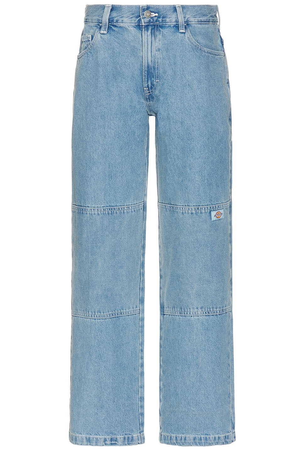 Loose Fit Double Knee Denim Pant in Blue