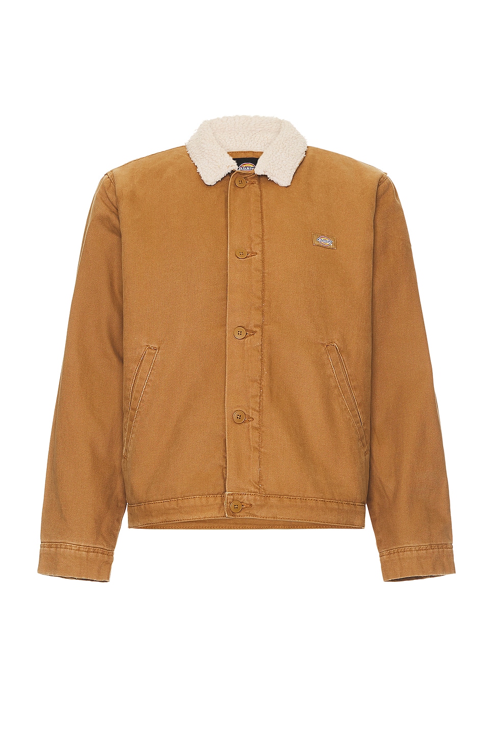 Image 1 of Dickies Textured Fleece Lined Duck Canvas Jacket in Stonewashed Brown Duck