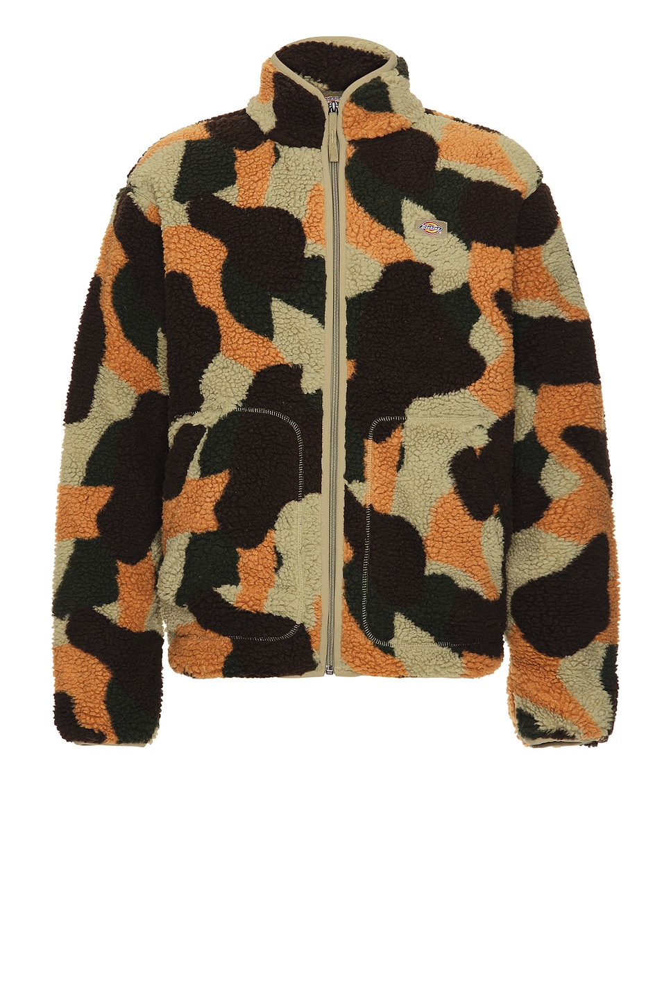 Shop Dickies Relaxed Fit High Pile Fleece Camo Jacket In Imperial Green