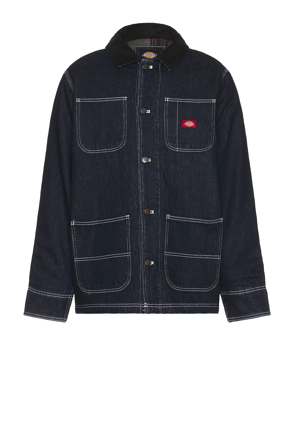 Image 1 of Dickies Denim Blanket Lined Chore Coat in Rinsed Indigo Blue