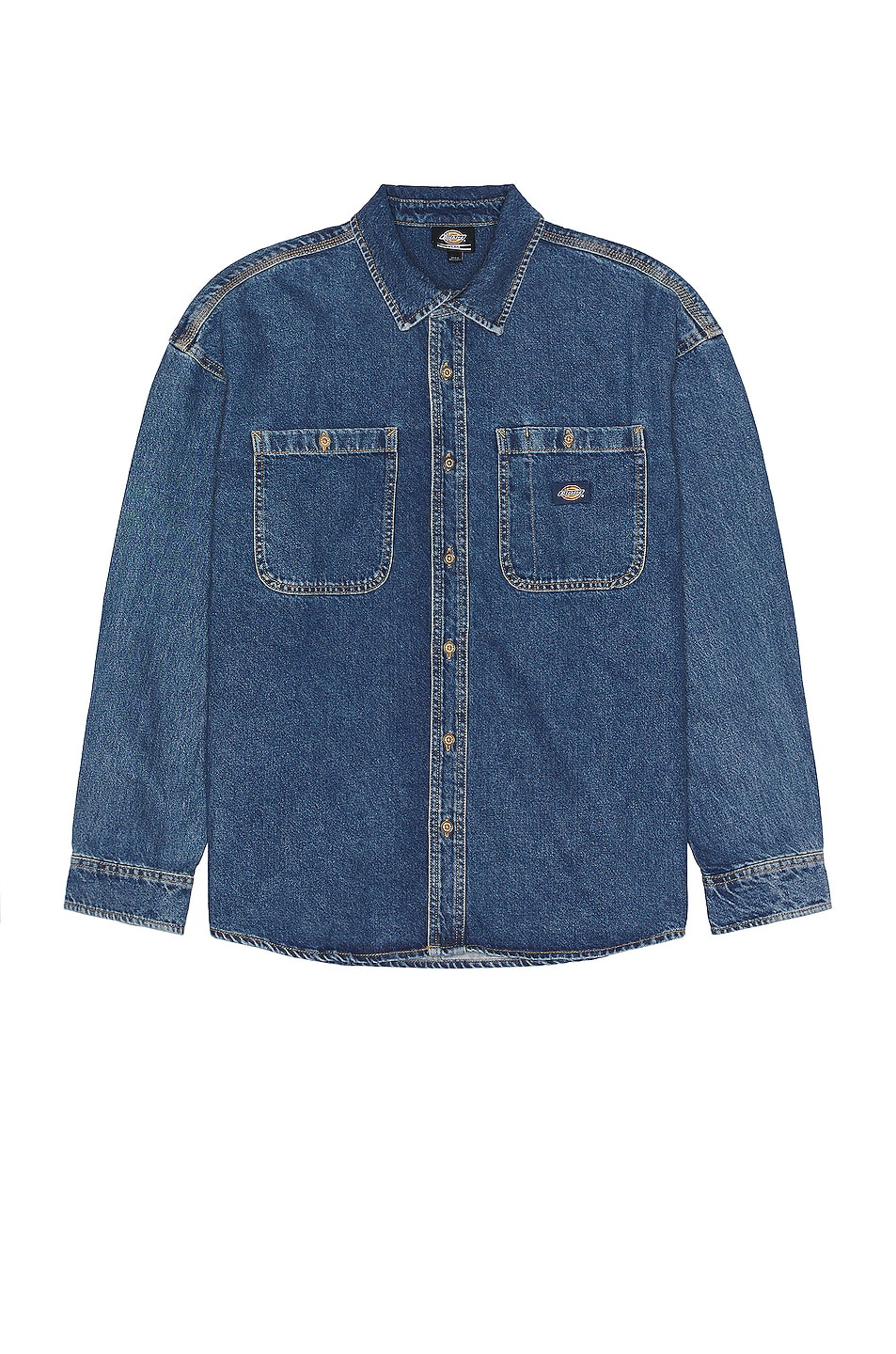 Image 1 of Dickies Houston Denim Long Sleeve Shirt in Classic Blue