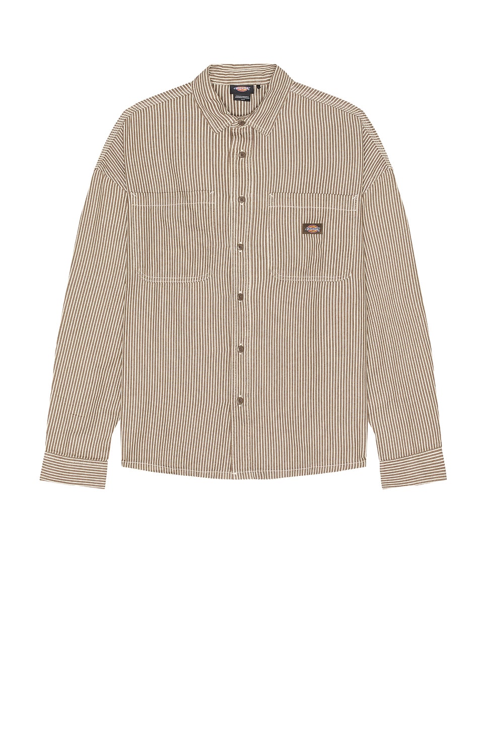 Shop Dickies Hickory Long Sleeve Shirt In Mushroom