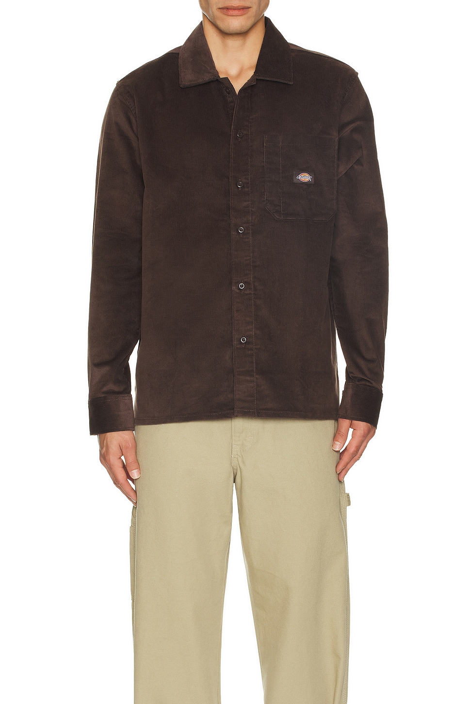 Image 1 of Dickies Corduroy Long Sleeve Shirt in Chocolate Brown