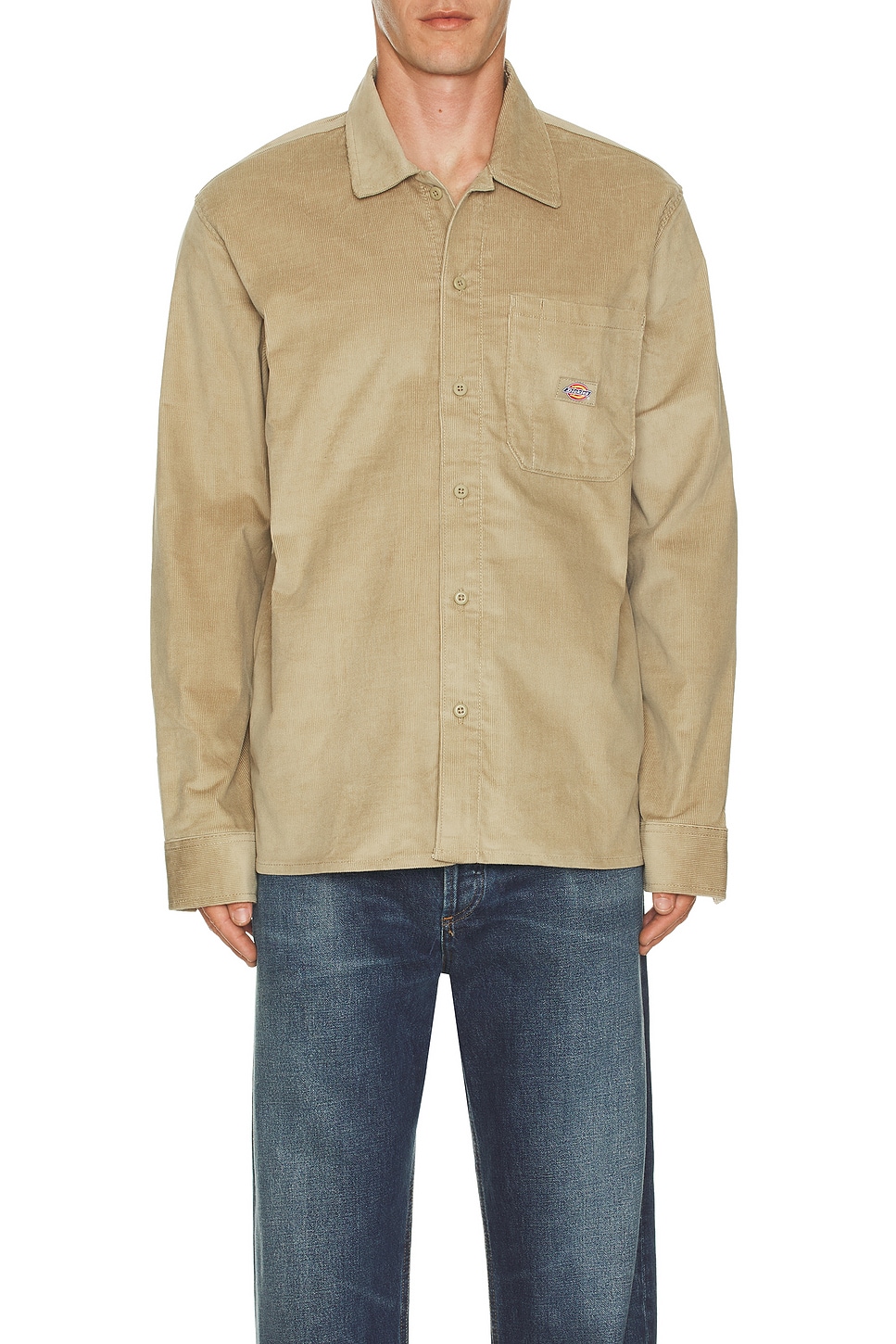Image 1 of Dickies Corduroy Long Sleeve Shirt in Khaki
