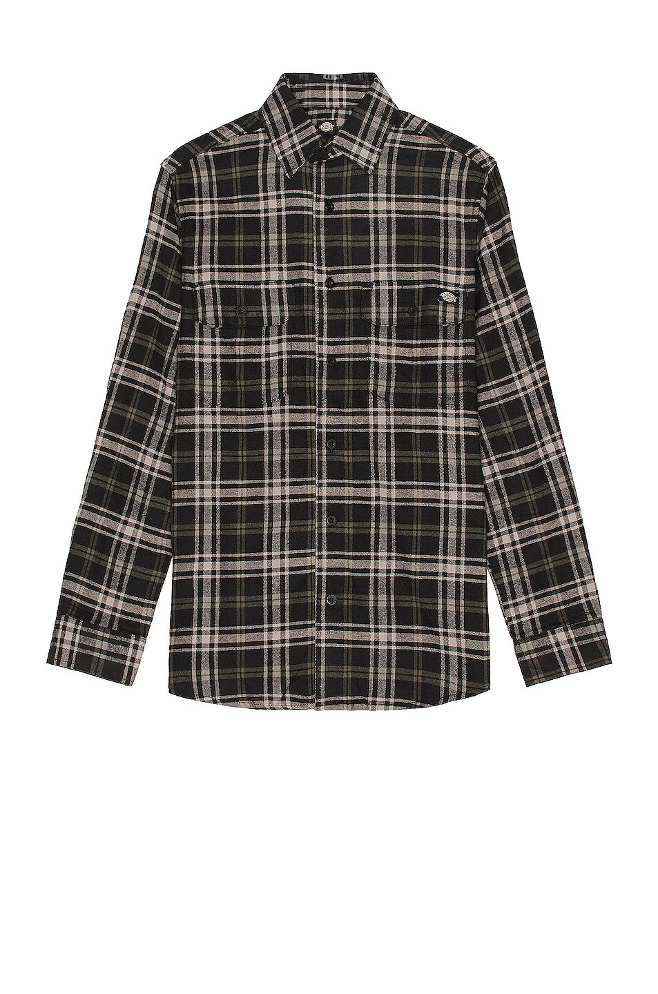 Image 1 of Dickies Flannel Button Down in Black & Green Plaid