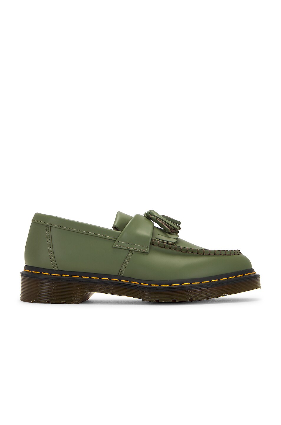 Image 1 of Dr. Martens Adrian Yellow Stitch Smooth Loafer in Khaki Green