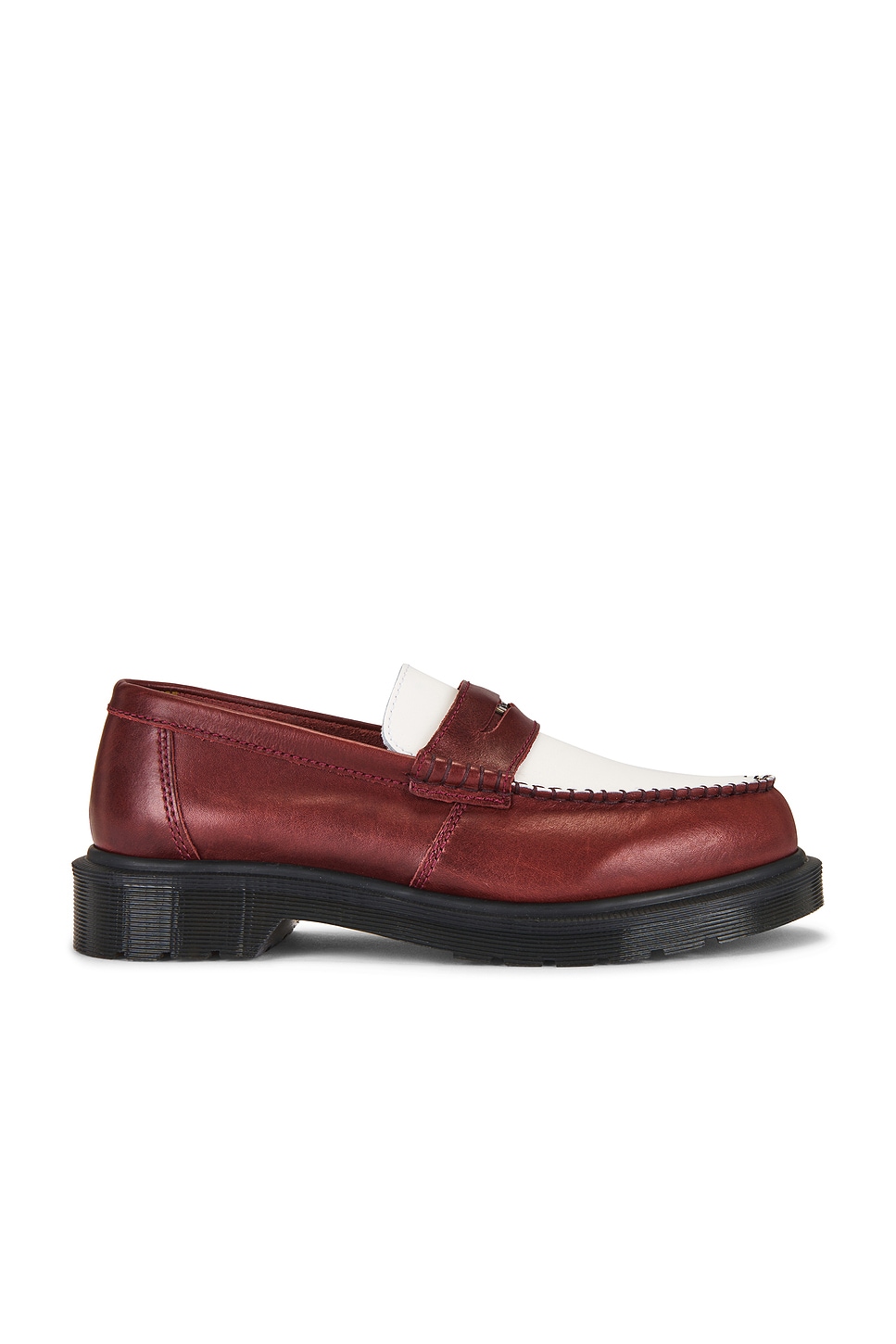 Image 1 of Dr. Martens Penton Loafers in Burgundy & White