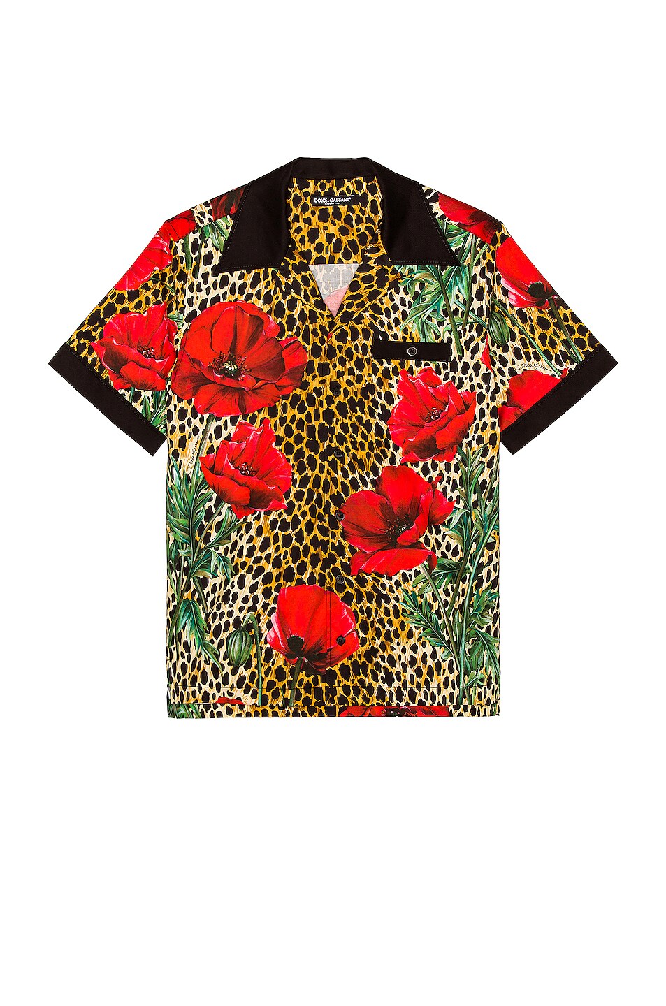 Image 1 of Dolce & Gabbana Short Sleeve Hawaiian Shirt in Papaveri F. Ocelot