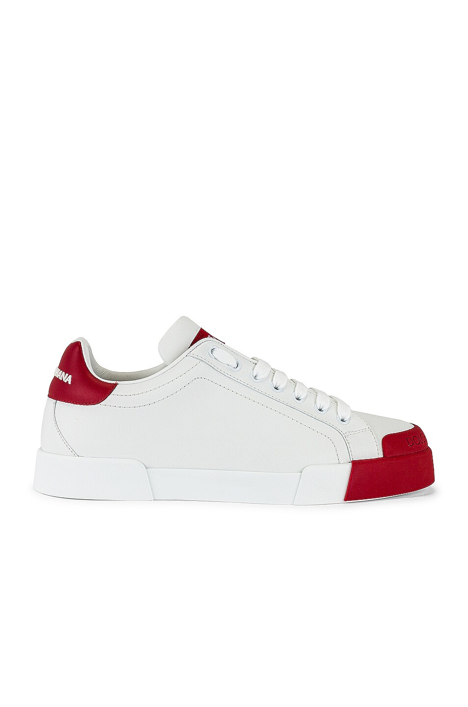 Image 1 of Dolce & Gabbana Portofino Sneaker in White & Red