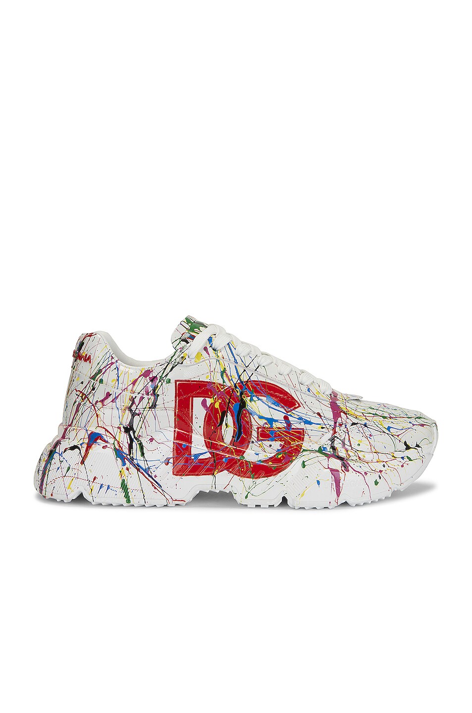 Image 1 of Dolce & Gabbana Paint Splatter Sneaker in Bianco & Multicolor