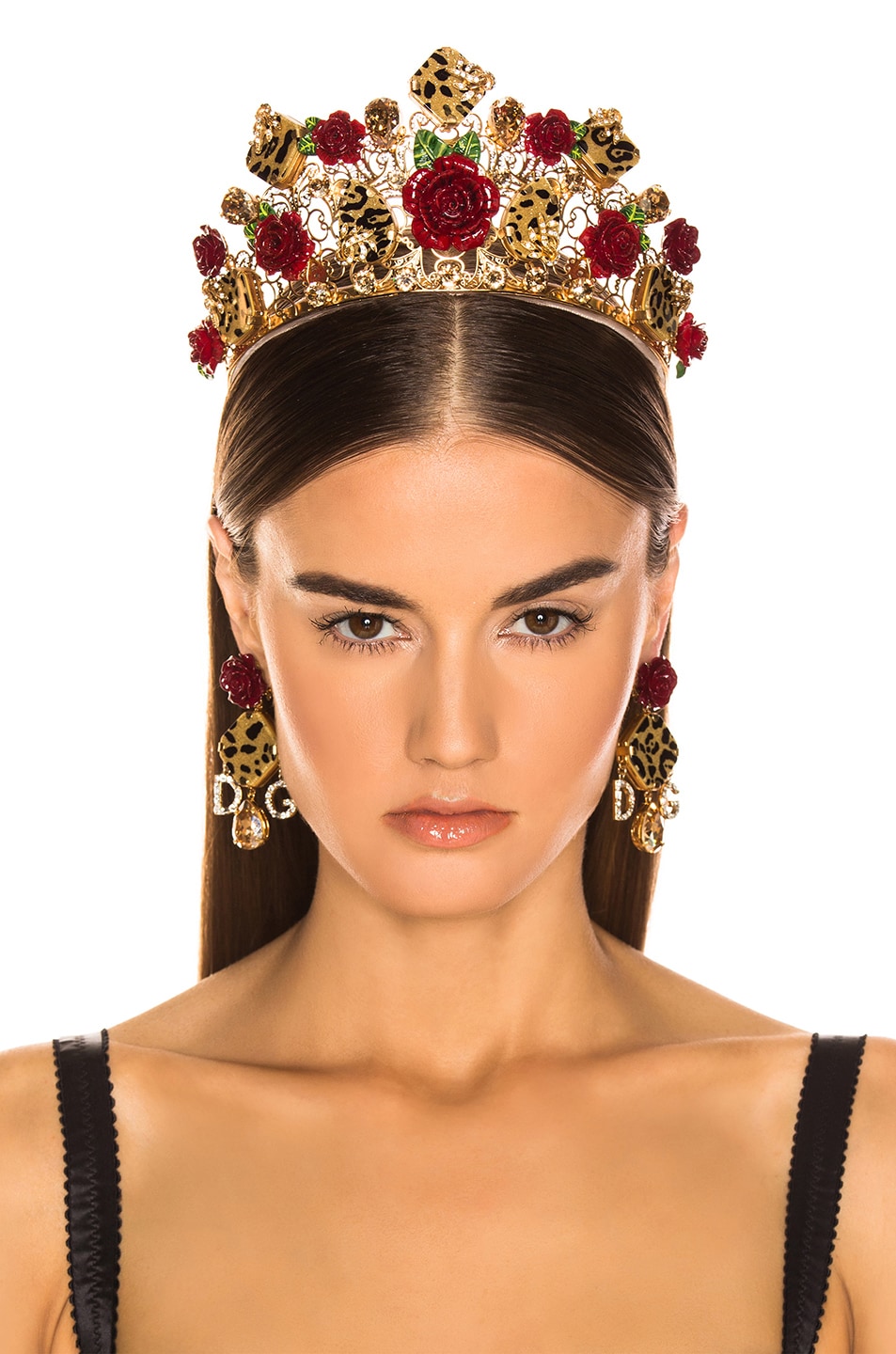 Image 1 of Dolce & Gabbana Leo & Roses Tiara in Gold