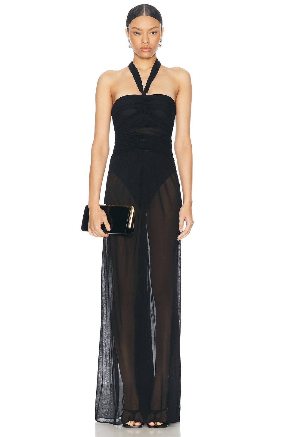 Shop Dolce & Gabbana Halterneck Maxi Dress In Black