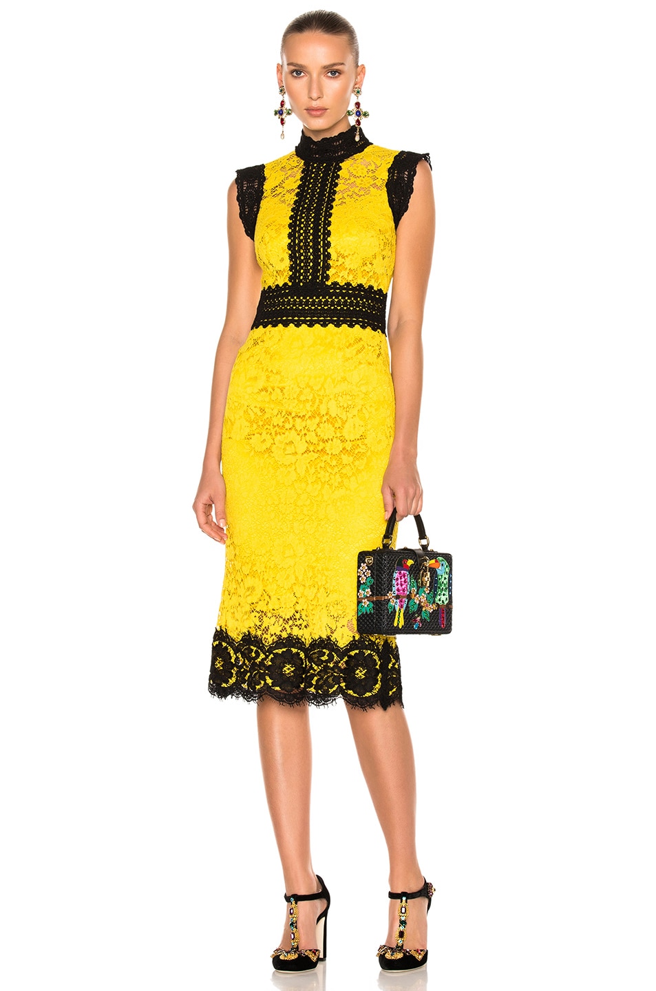 Image 1 of Dolce & Gabbana Lace Midi Dress in Mandarin