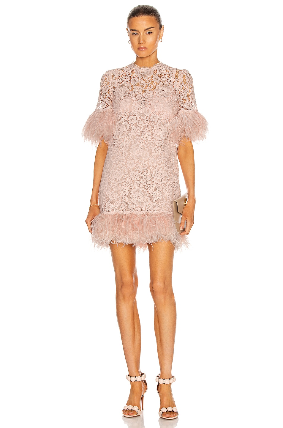 Image 1 of Dolce & Gabbana Lace Mini Dress in Light Powder