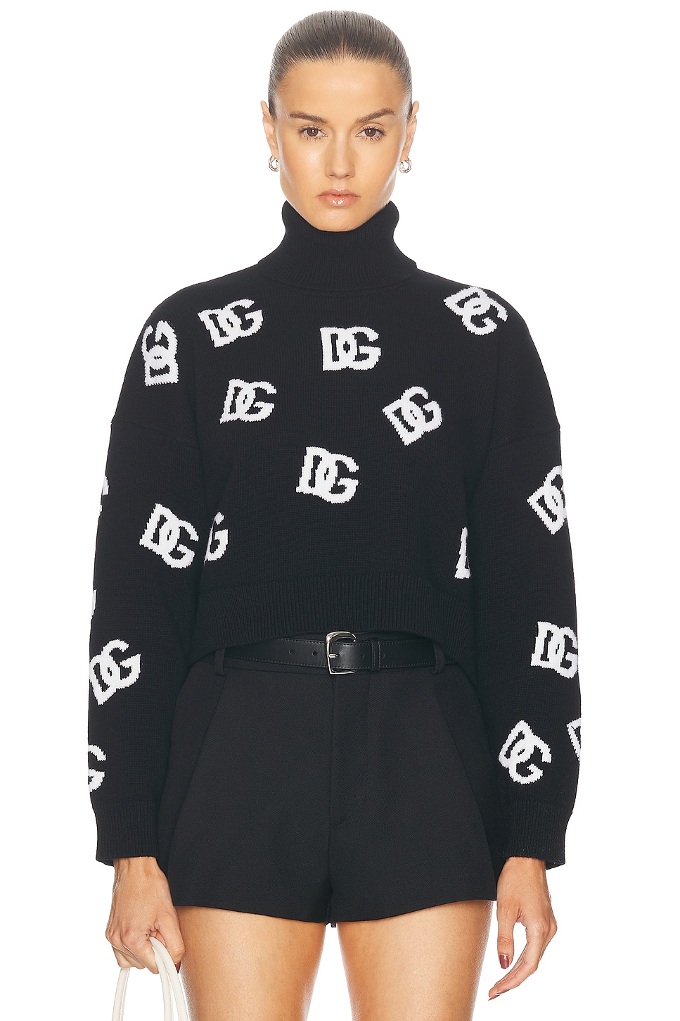 Shop Dolce & Gabbana Turtleneck Sweater In Black & White