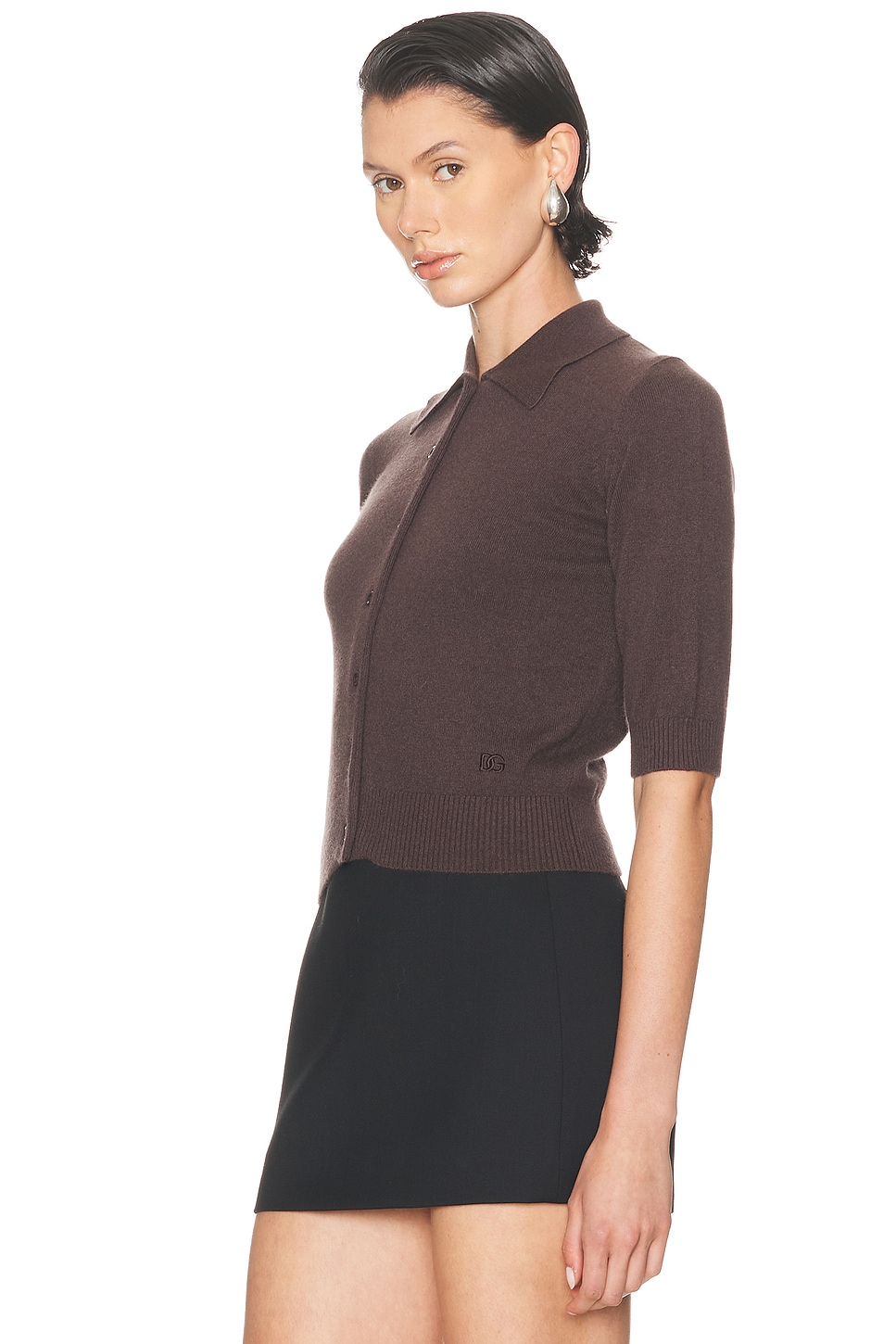 Dolce & Gabbana Short Sleeve Cardigan In Brown