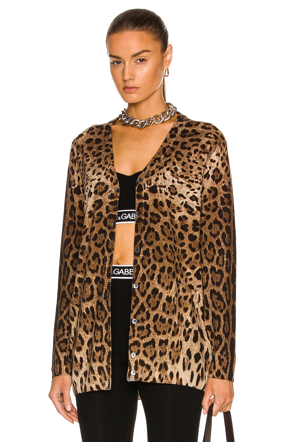 Image 1 of Dolce & Gabbana Long Sleeve Cardigan in Leopard