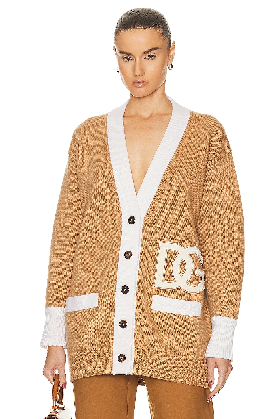 Image 1 of Dolce & Gabbana Long Sleeve Cardigan in Brown