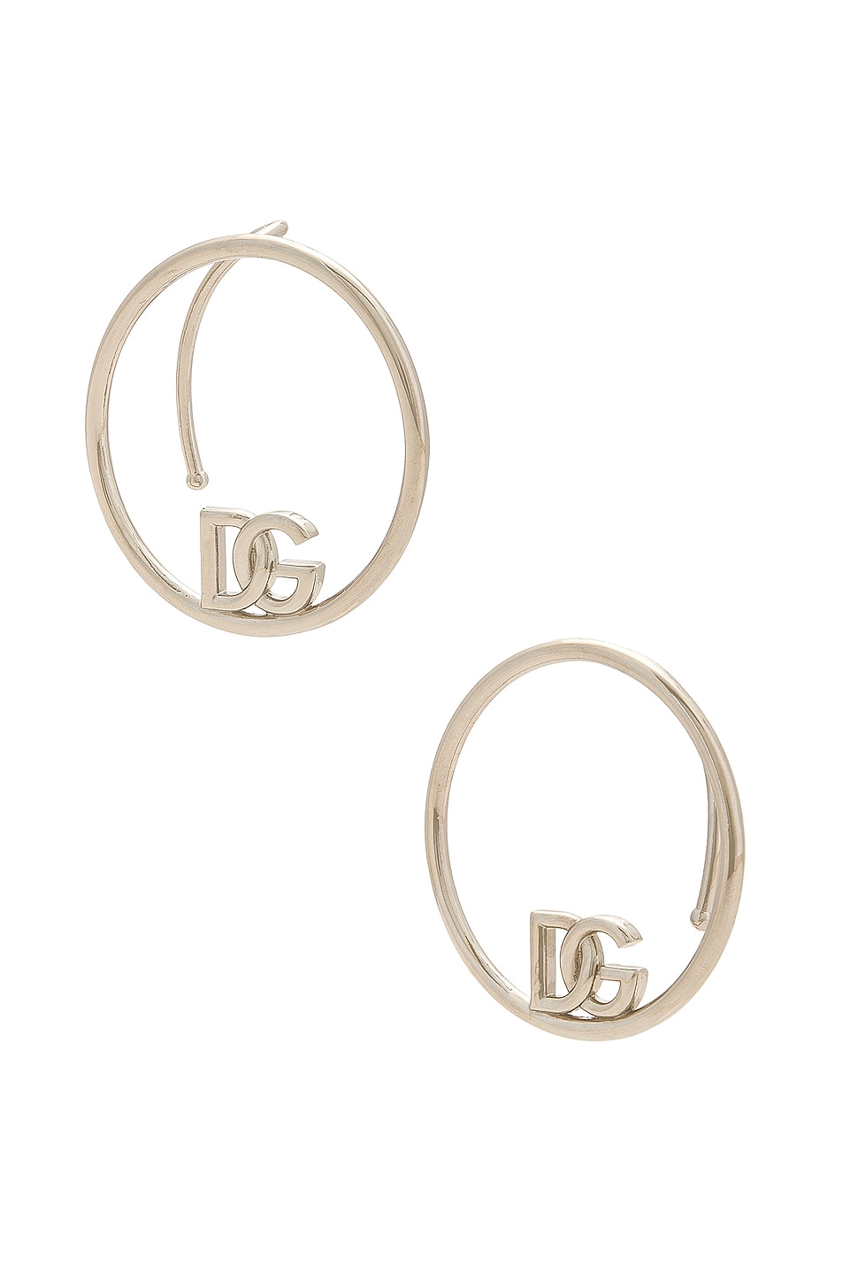 Image 1 of Dolce & Gabbana Logo Hoop Earrings in Silver