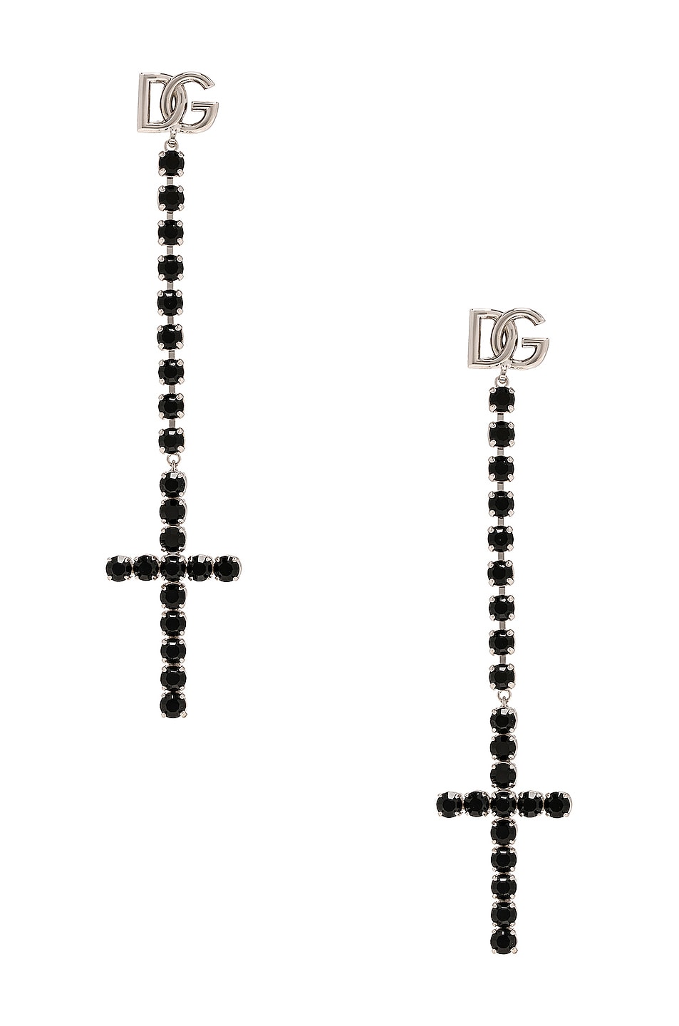Image 1 of Dolce & Gabbana Cross Dangle Earrings in Black