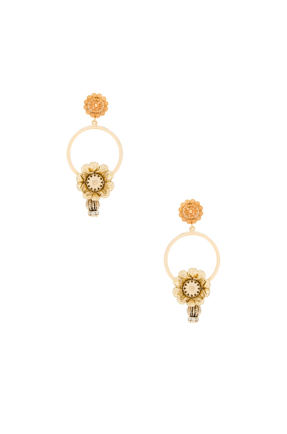 Image 1 of Dolce & Gabbana Flower Hoop Earrings in Gold