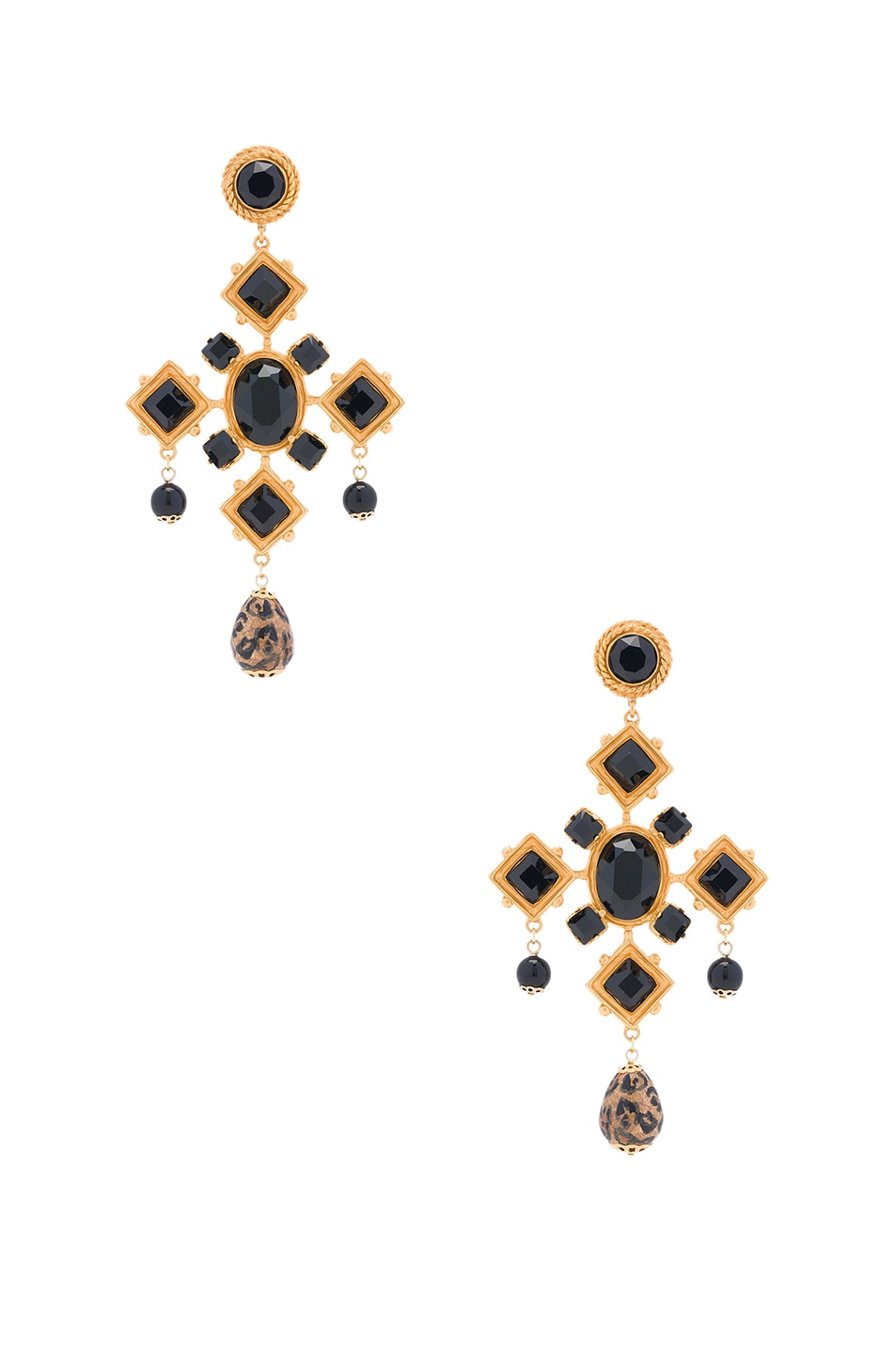 Image 1 of Dolce & Gabbana Black Cross Earring in Gold