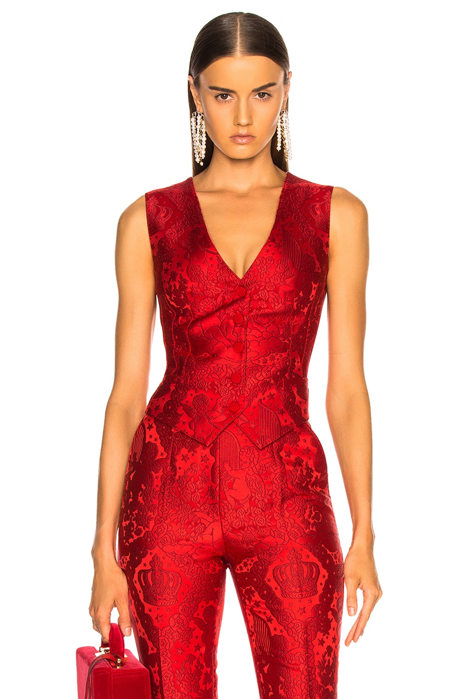 Image 1 of Dolce & Gabbana Cherub Jacquard Vest in Red