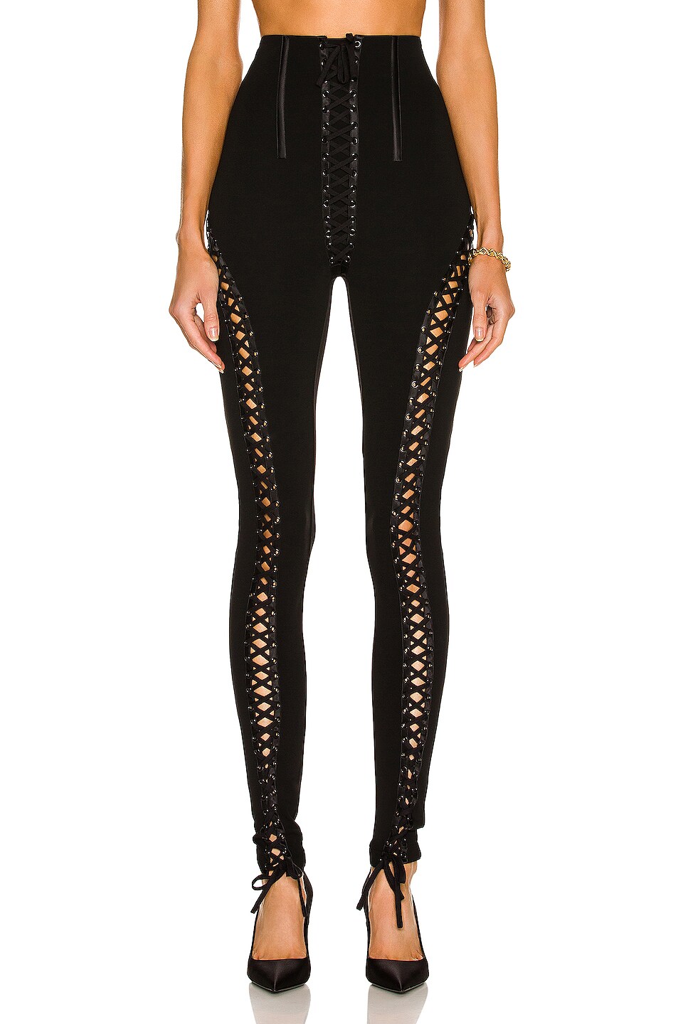 Image 1 of Dolce & Gabbana Lace Jersey Stretch Legging in Black