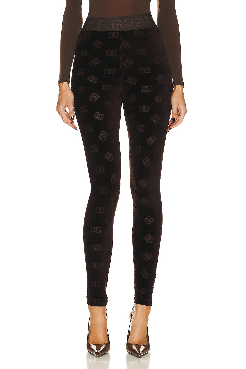Image 1 of Dolce & Gabbana High Waisted Pant in Dark Brown