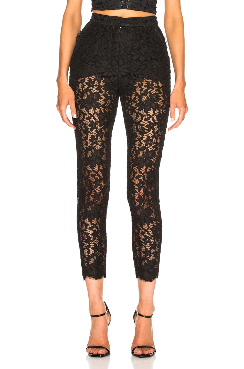 Image 1 of Dolce & Gabbana Lace Trousers in Black