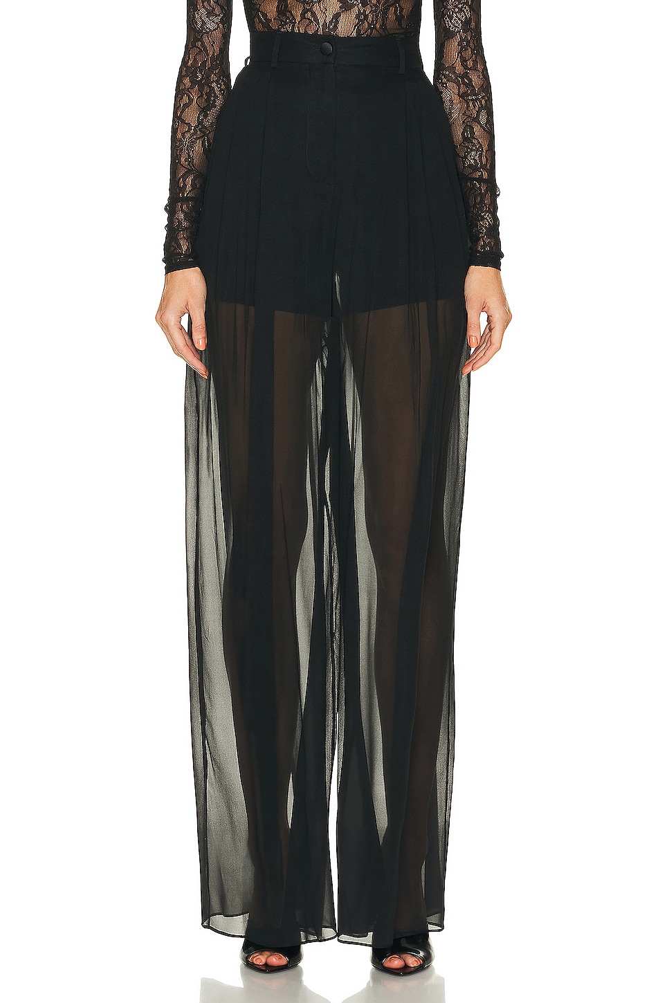 Image 1 of Dolce & Gabbana High Waist Flare Pant in Nero