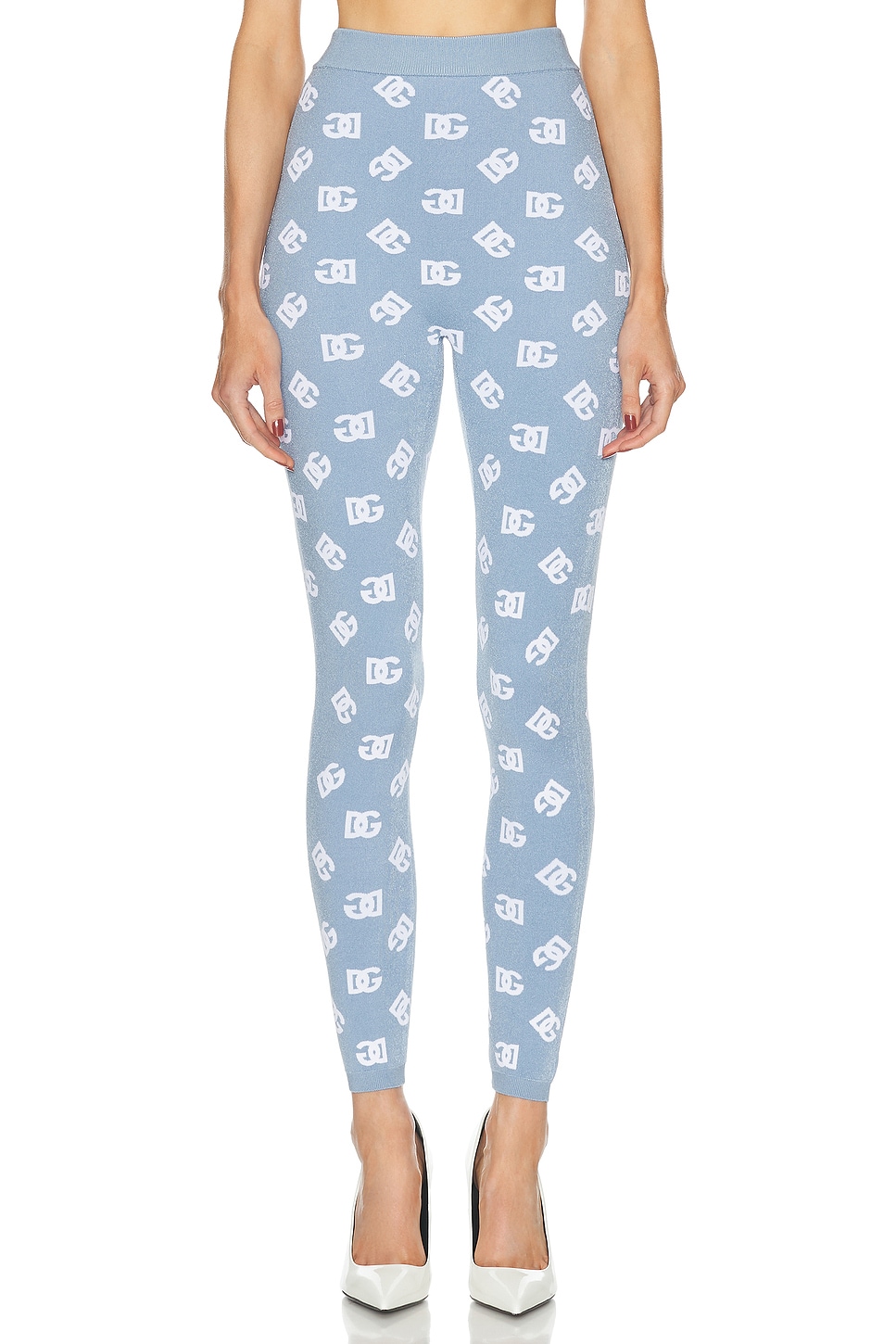 Image 1 of Dolce & Gabbana Monogram Legging in Very Light Blue