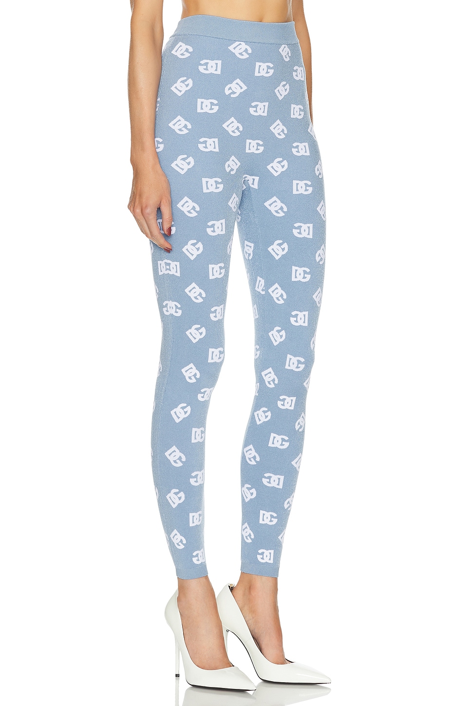 Shop Dolce & Gabbana Monogram Legging In Very Light Blue