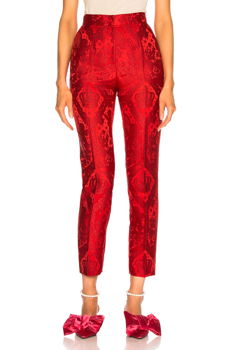 Image 1 of Dolce & Gabbana Cherub Jacquard Trousers in Red