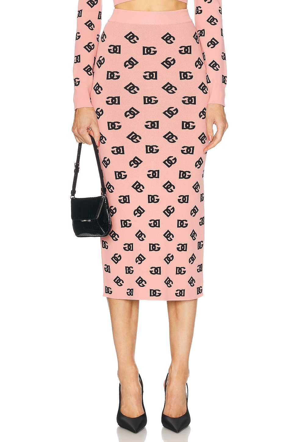 Jacquard Pencil Skirt in Coral