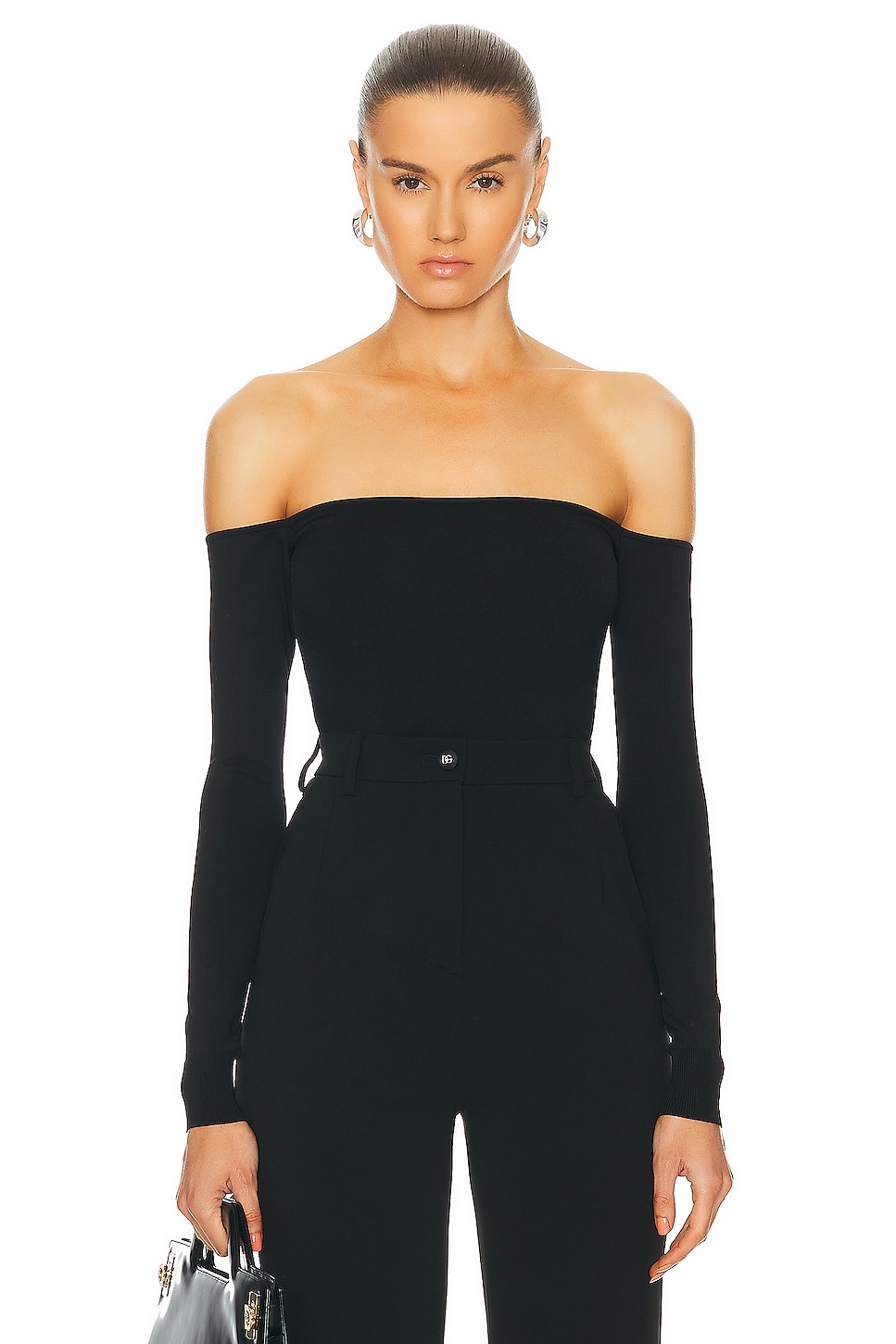 Image 1 of Dolce & Gabbana Strapless Long Sleeve Top in Nero