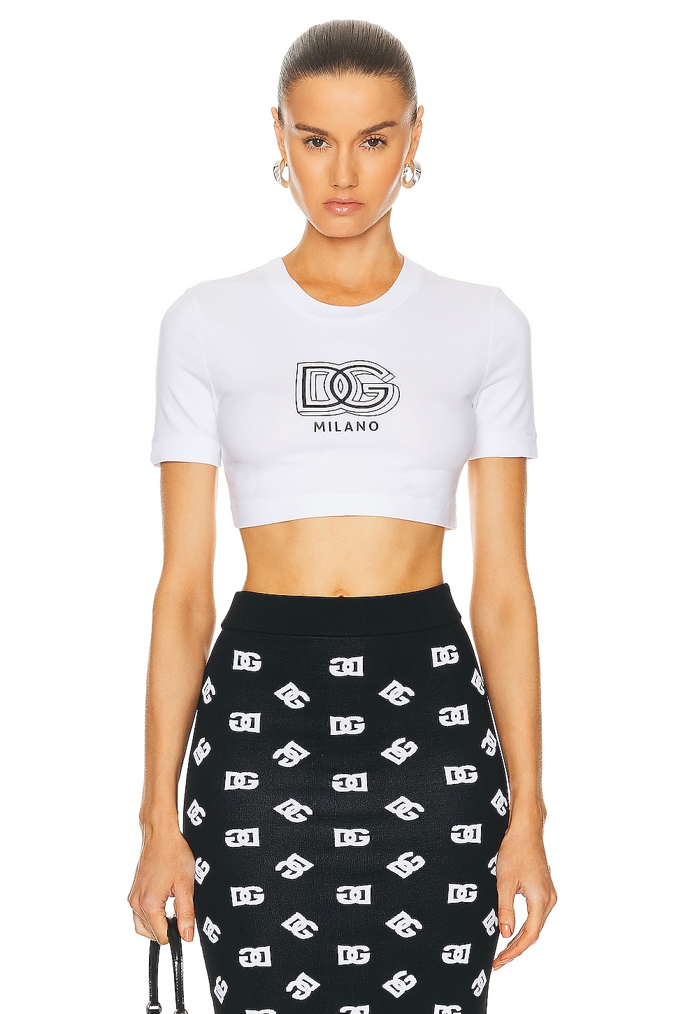 Image 1 of Dolce & Gabbana Cropped Jersey Tee in Optical White