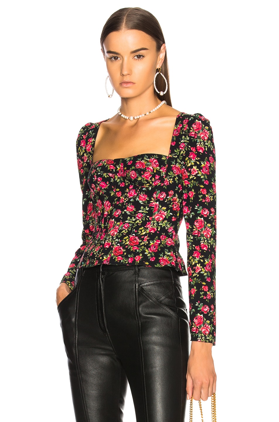 Image 1 of Dolce & Gabbana Long Sleeve Top in Black & Multicolor