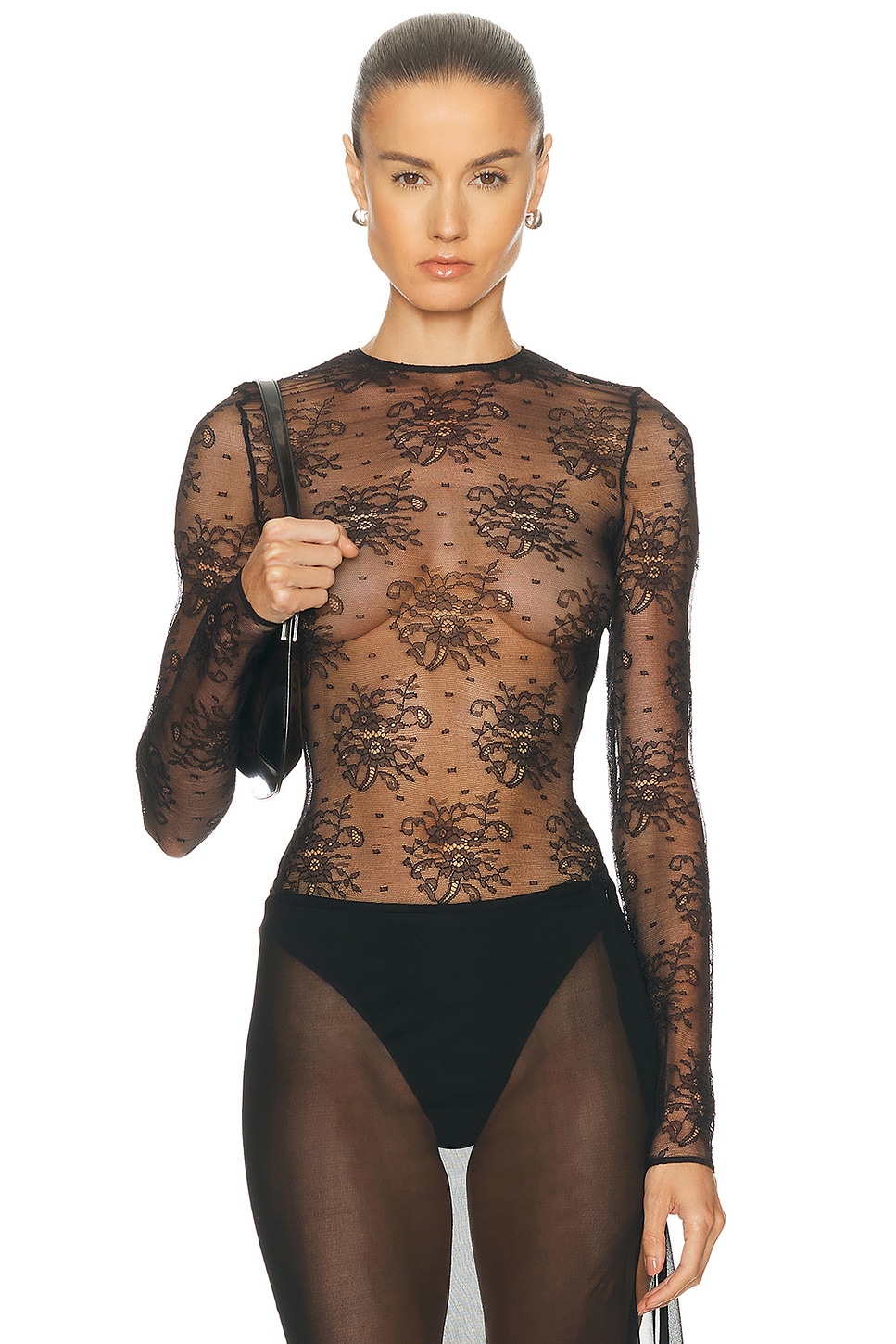 Dolce & Gabbana Long Sleeve Bodysuit In Black